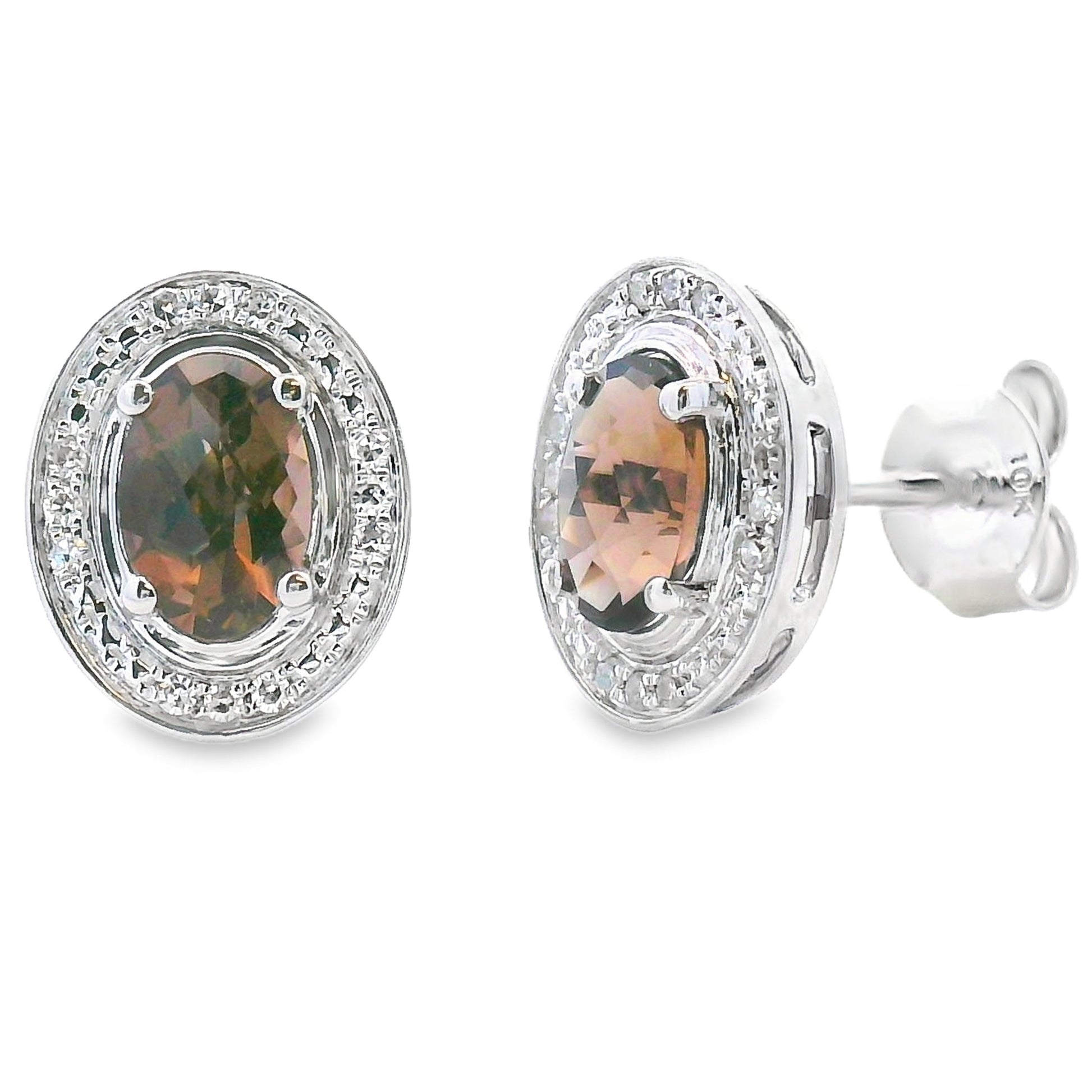 Genuine .85ct Quartz Diamond Earrings 10KT White Gold Bids.com