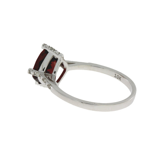Natural 1.25ct Garnet Diamond Ring 10KT White Gold Bids.com