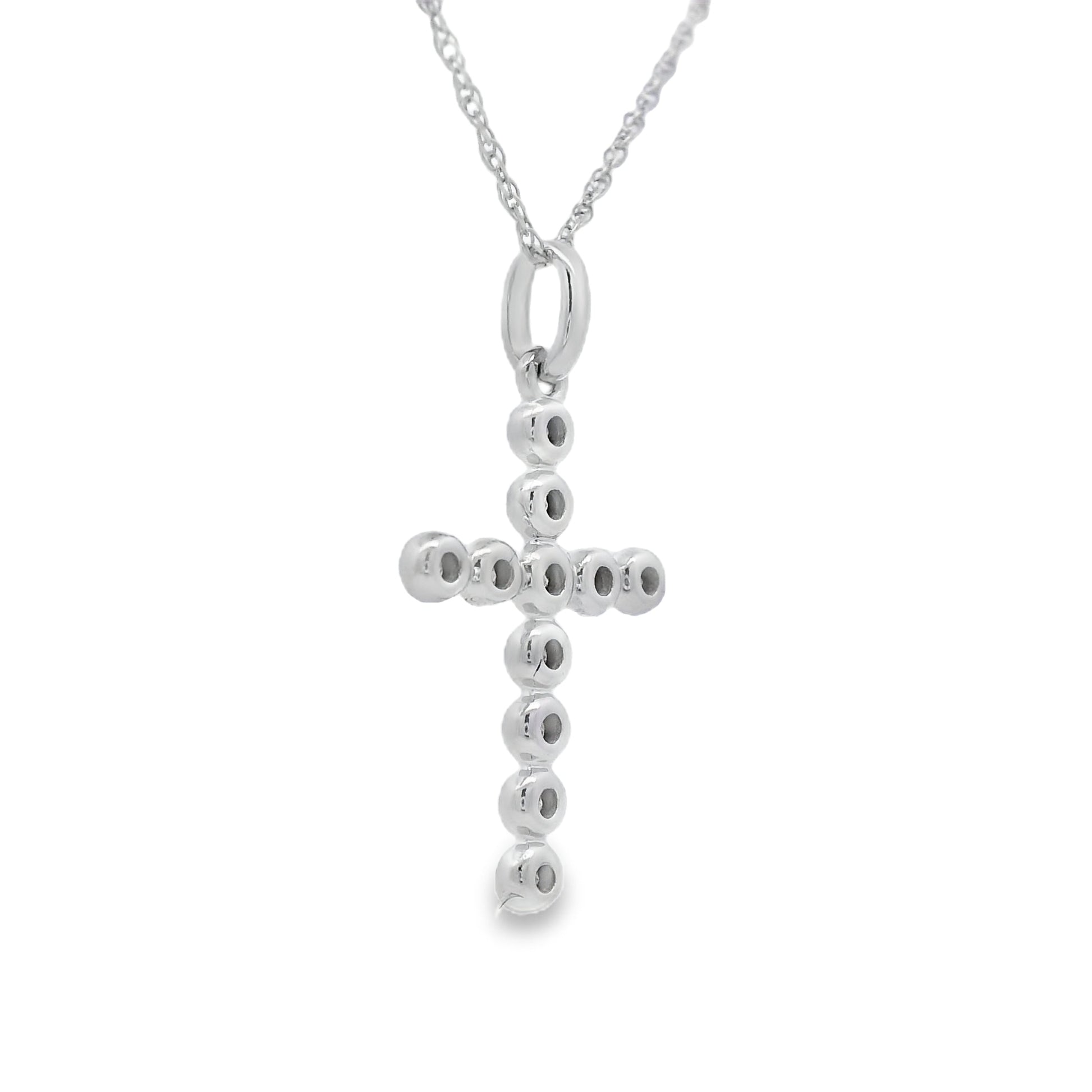 .09ct Diamond Cross Religious Pendant 14KT White Gold Bids.com