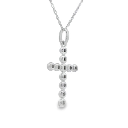 .09ct Diamond Cross Religious Pendant 14KT White Gold Bids.com