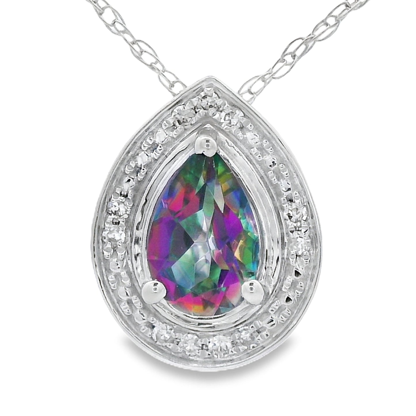 Mystic Fire Topaz Fashion Pendants 10KT White Gold Bids.com