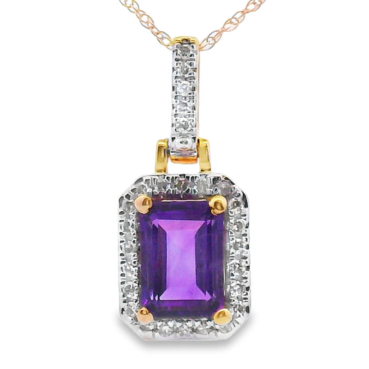 Amethyst Diamond Fashion Pendants 10KT Yellow Gold Bids.com