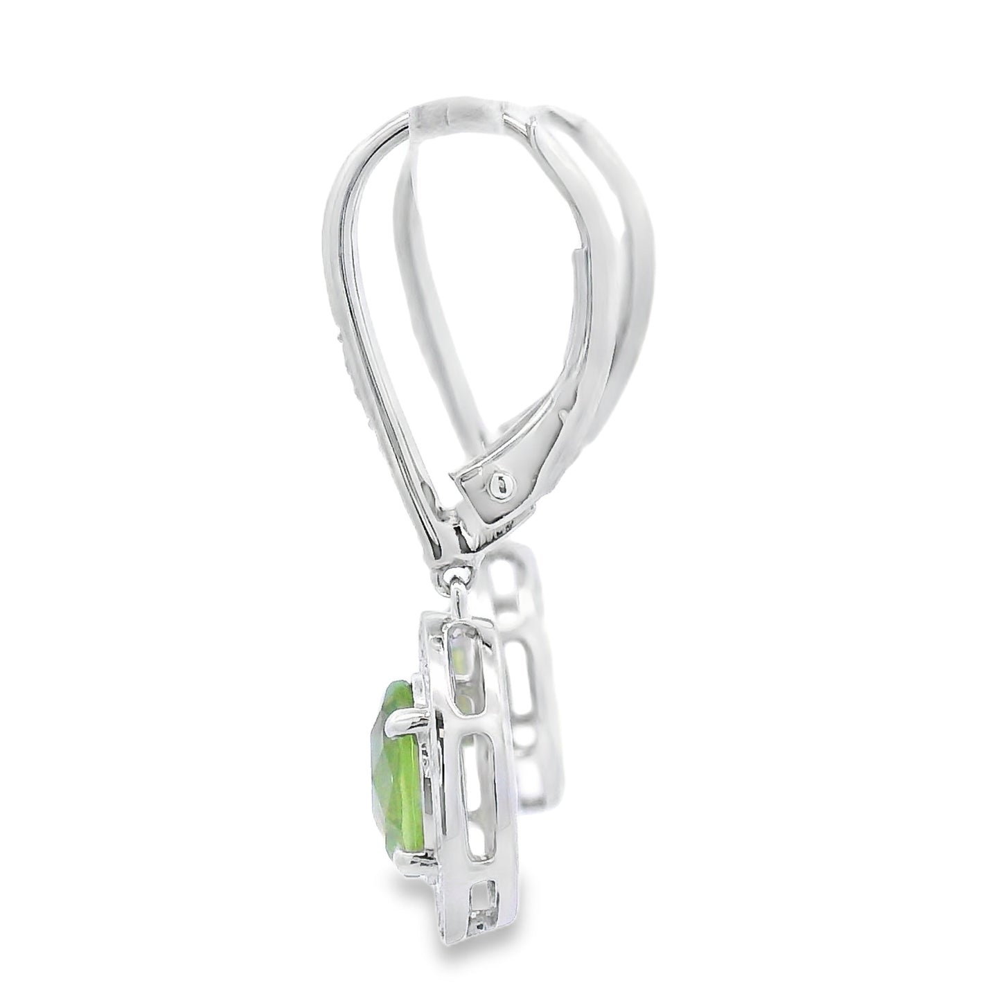 1.21ct Peridot Diamond Dangle Earrings 10KT White Gold Bids.com