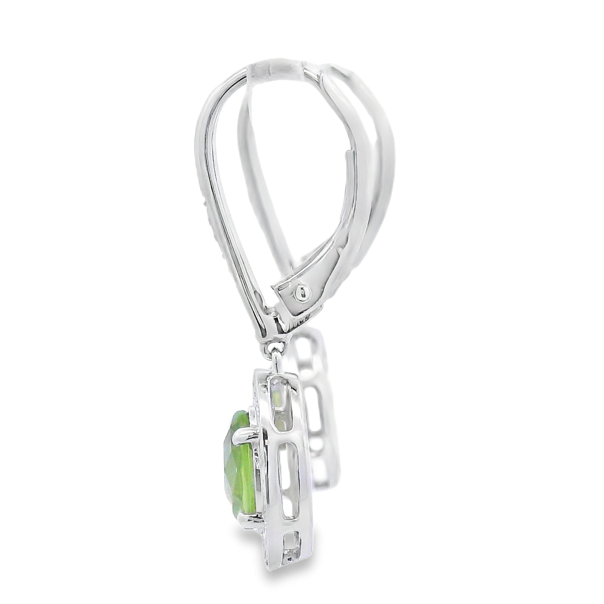 1.21ct Peridot Diamond Dangle Earrings 10KT White Gold Bids.com