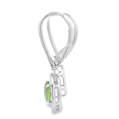 1.21ct Peridot Diamond Dangle Earrings 10KT White Gold Bids.com