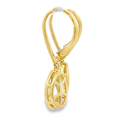 Rose Quartz Diamond Dangle Earrings 10KT Yellow Gold Bids.com