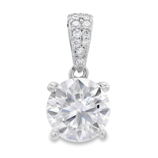 Genuine 2.00ct Moissanite Pendant Sterling Silver Bids.com