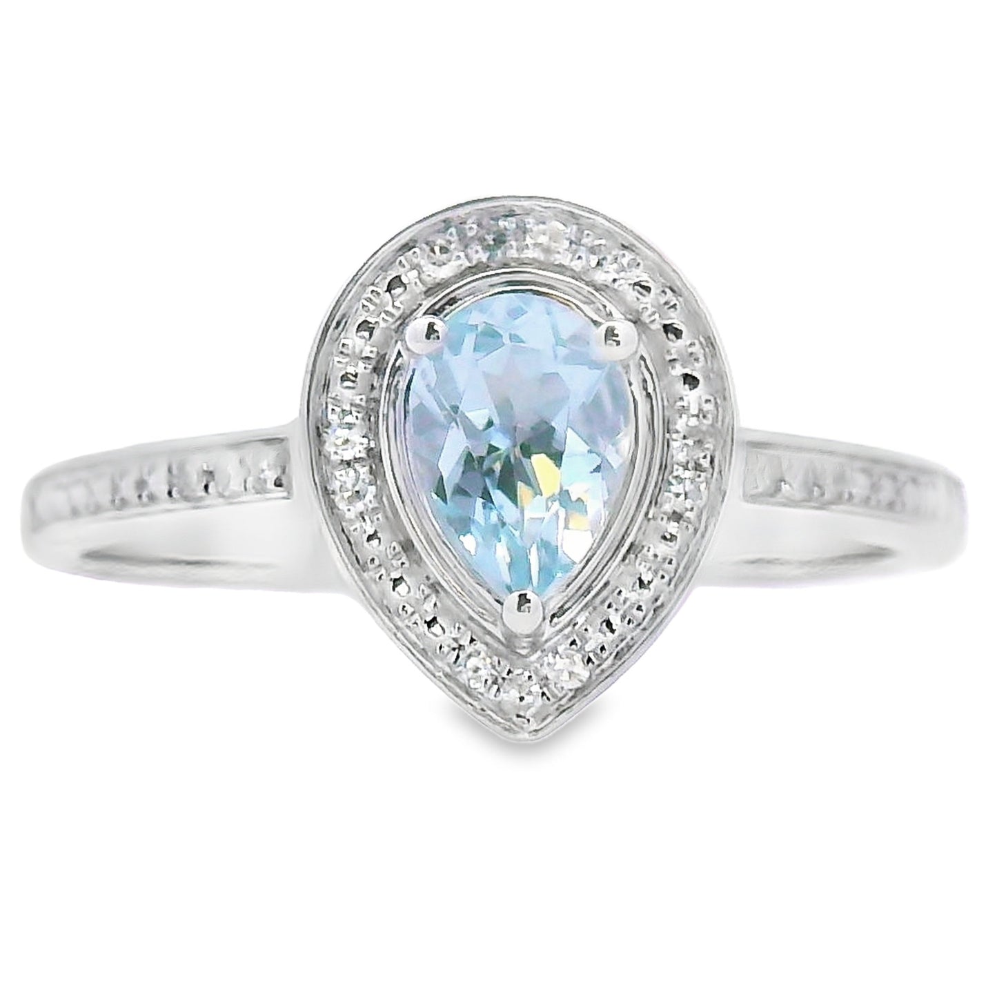 Natural .39ct Aquamarine Diamond Ring 10KT White Gold Bids.com