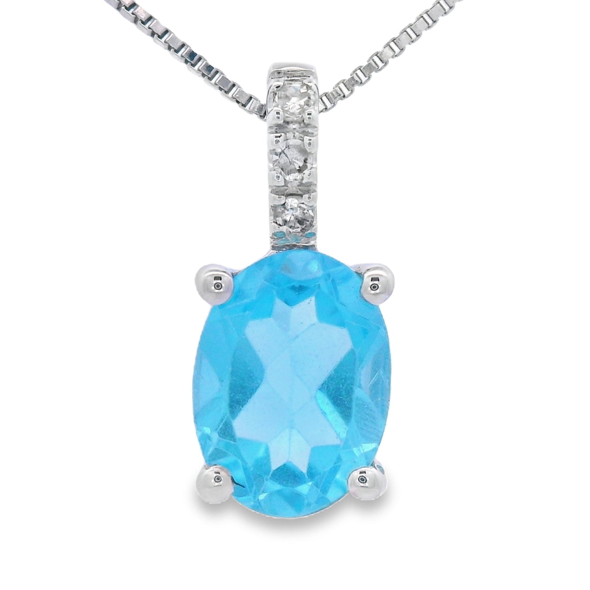 Blue Topaz Diamond Fashion Pendants 10KT White Gold Bids.com