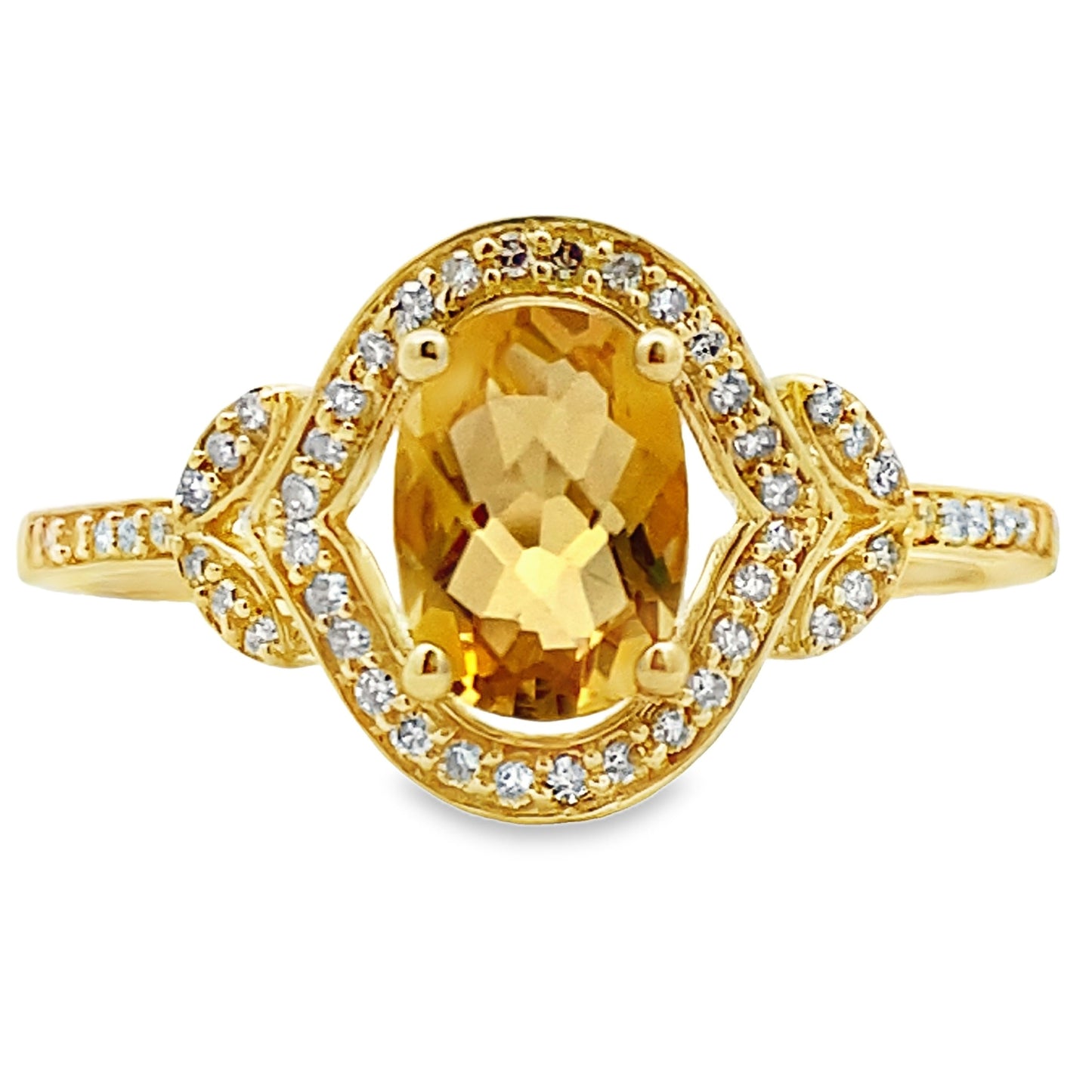 Natural .58ct Citrine Diamond Ring 14KT Yellow Gold Bids.com