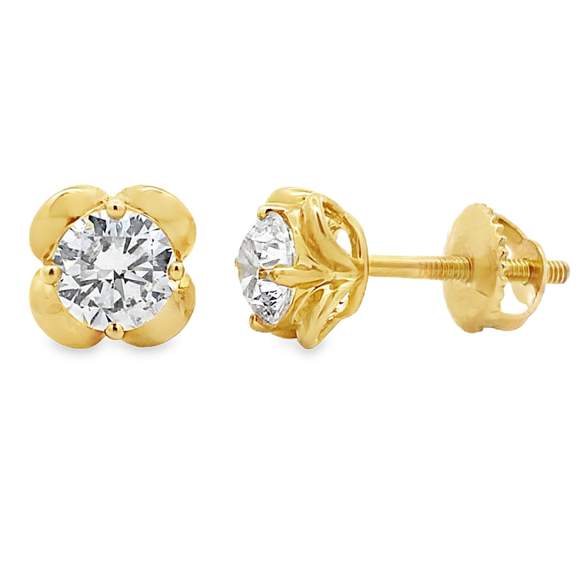 1.00ct Lab Grown Diamond Stud Earrings 10KT Yellow Gold Bids.com