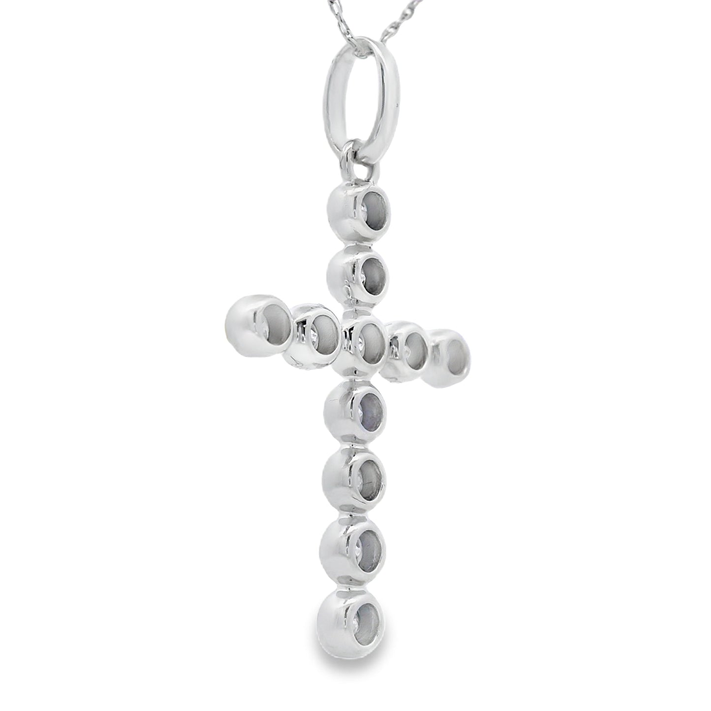 .50ct Diamond Cross Religious Pendant 14KT White Gold Bids.com