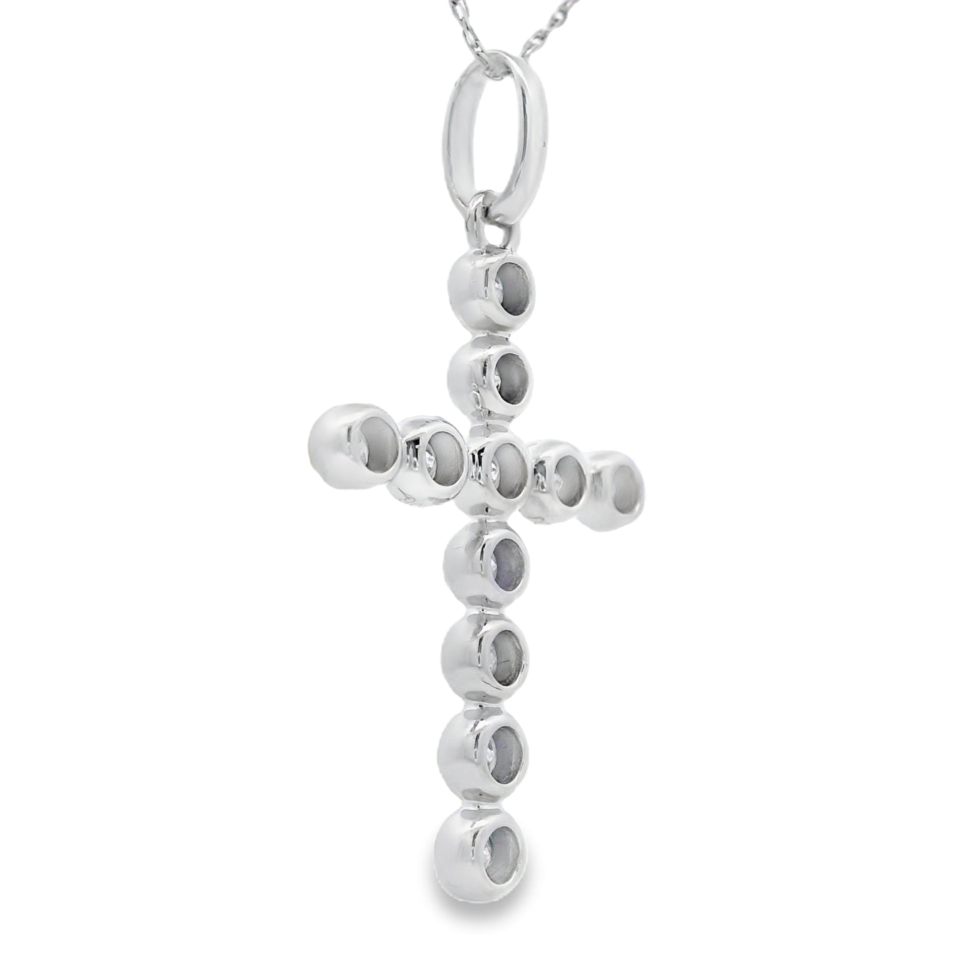 .50ct Diamond Cross Religious Pendant 14KT White Gold Bids.com