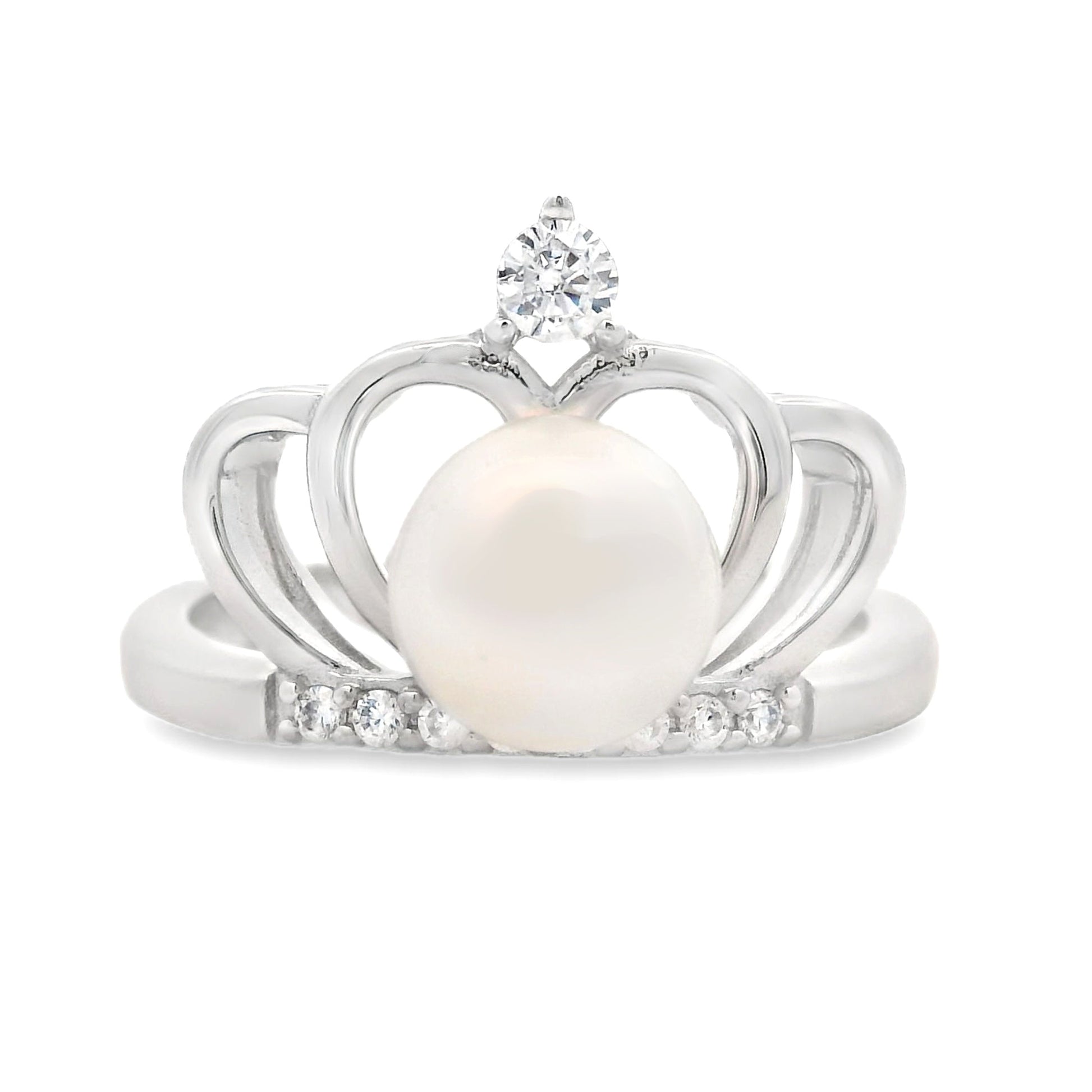 Natural FW Pearl Cubic Zirconium Ring Sterling Silver Bids.com