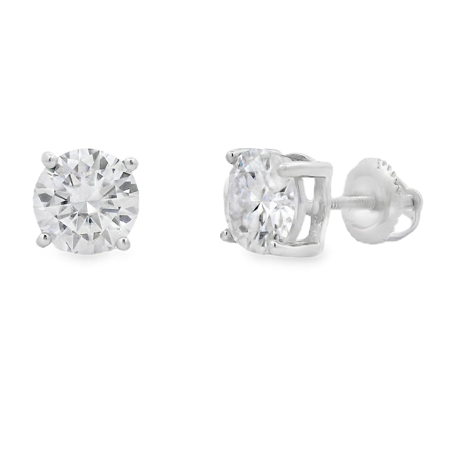 Genuine 2.40ct Moissanite Stud Earrings Sterling Silver Bids.com