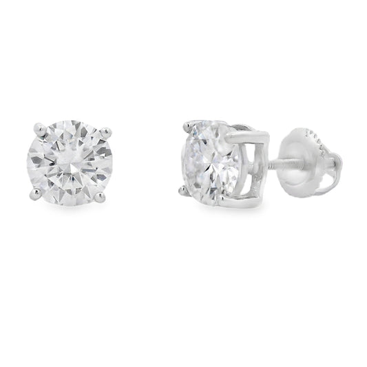 Genuine 2.40ct Moissanite Stud Earrings Sterling Silver Bids.com