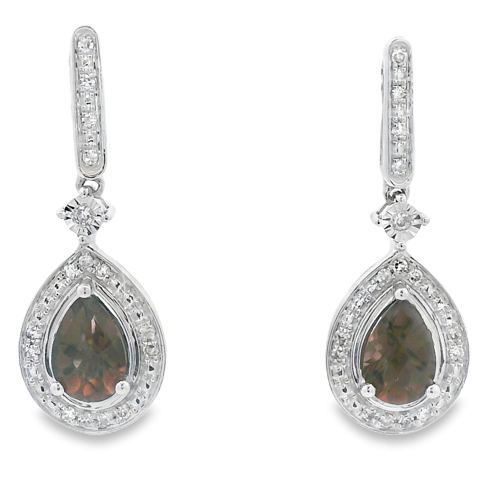 .84ct Quartz Diamond Dangle Earrings 10KT White Gold Bids.com