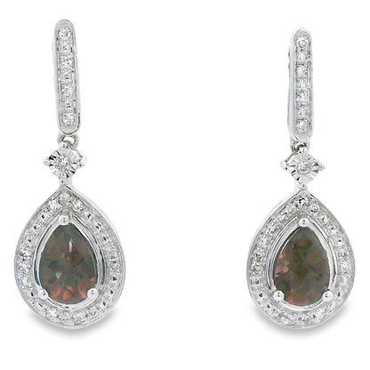 .84ct Quartz Diamond Dangle Earrings 10KT White Gold Bids.com