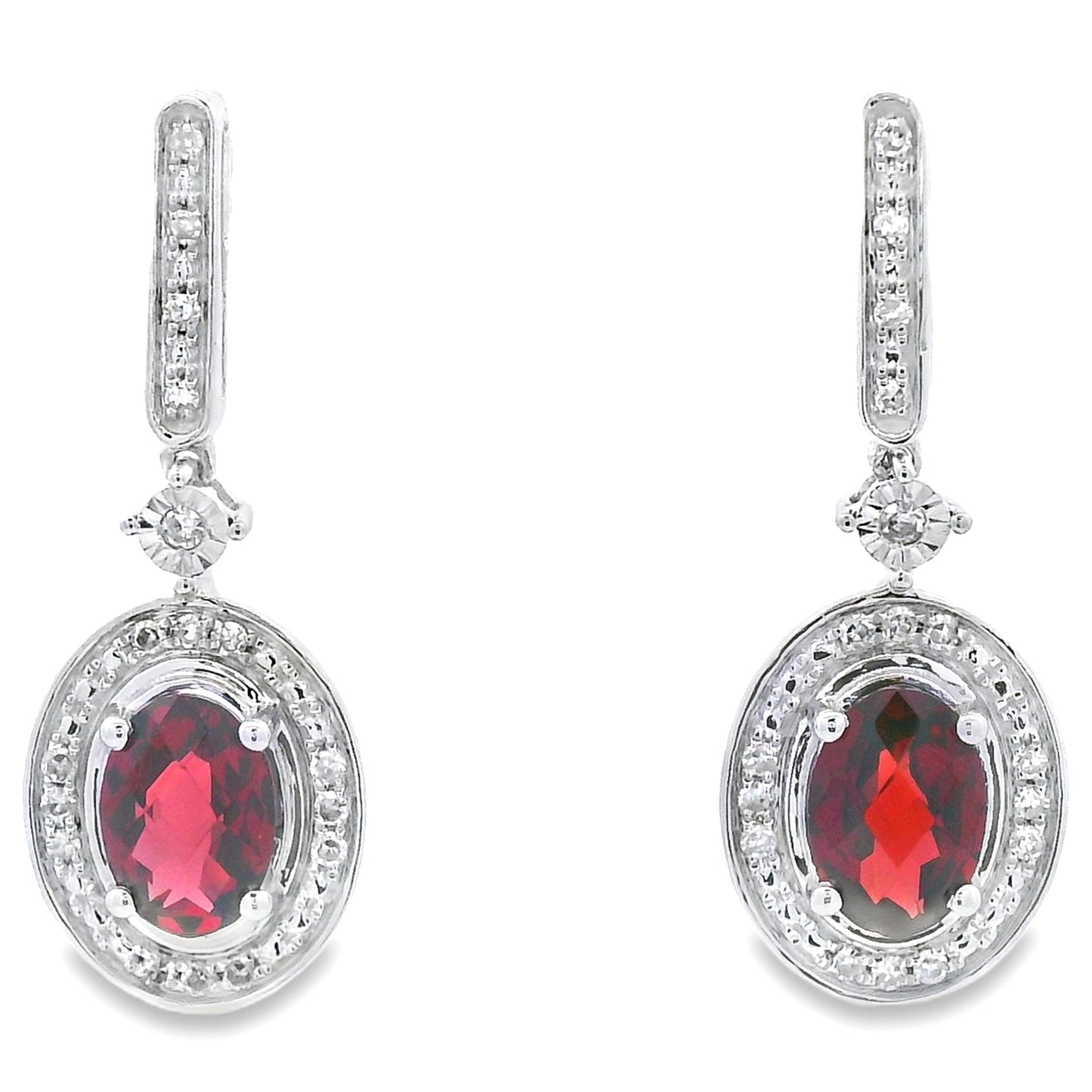 1.20ct Garnet Diamond Dangle Earrings 10KT White Gold Bids.com