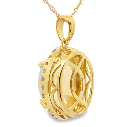 2.39ct Opal Diamond Fashion Pendants 10KT Yellow Gold Bids.com