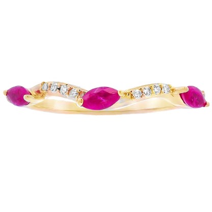 .21ct Ruby Diamond stackable band set 14KT Yellow Gold Bids.com