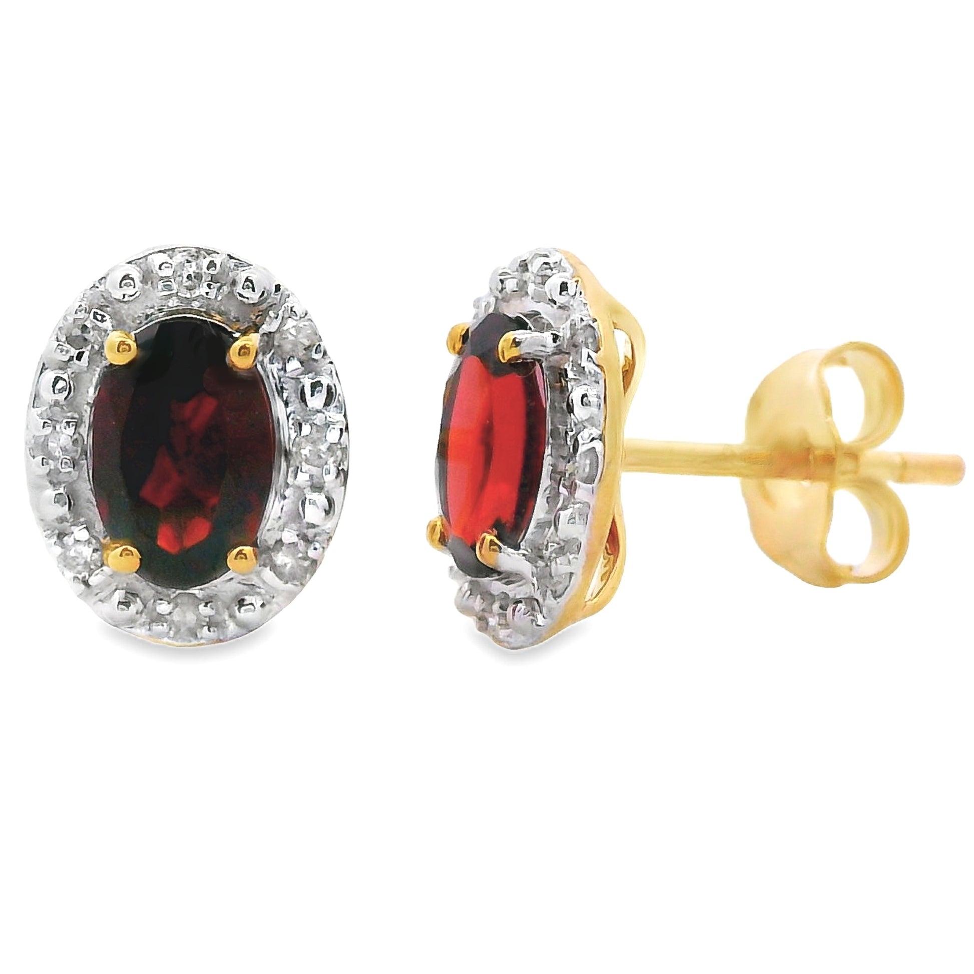 Genuine 1.18ct Garnet Diamond Earrings 10KT Yellow Gold Bids.com