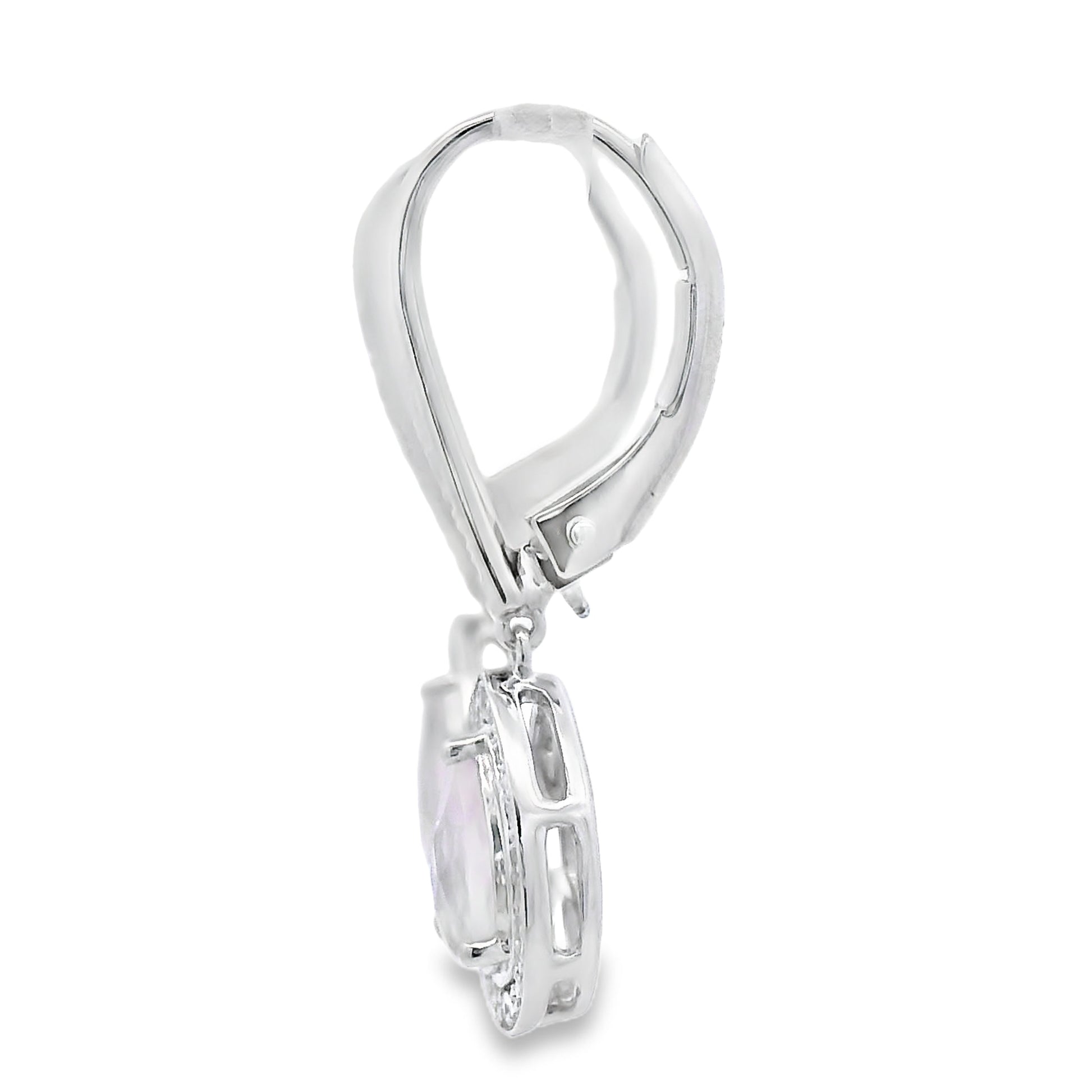 Rose Quartz Diamond Dangle Earrings 10KT White Gold Bids.com