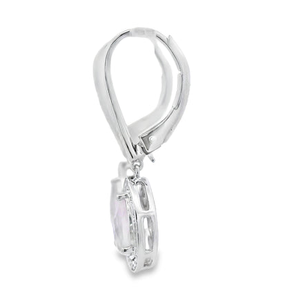 Rose Quartz Diamond Dangle Earrings 10KT White Gold Bids.com