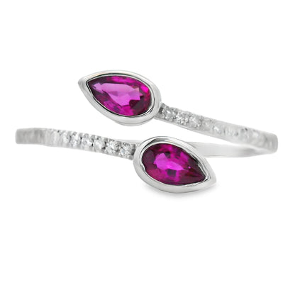 Natural .64ct Ruby Diamond Ring 14KT White Gold Bids.com