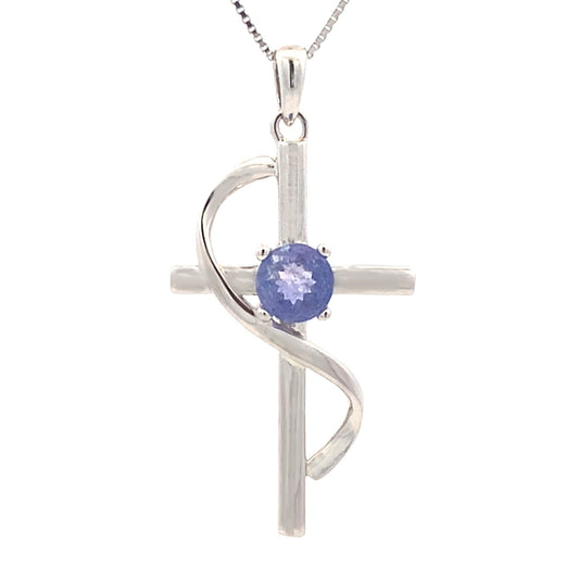 .50ct Tanzanite Cross Religious Pendant Sterling Silver Bids.com