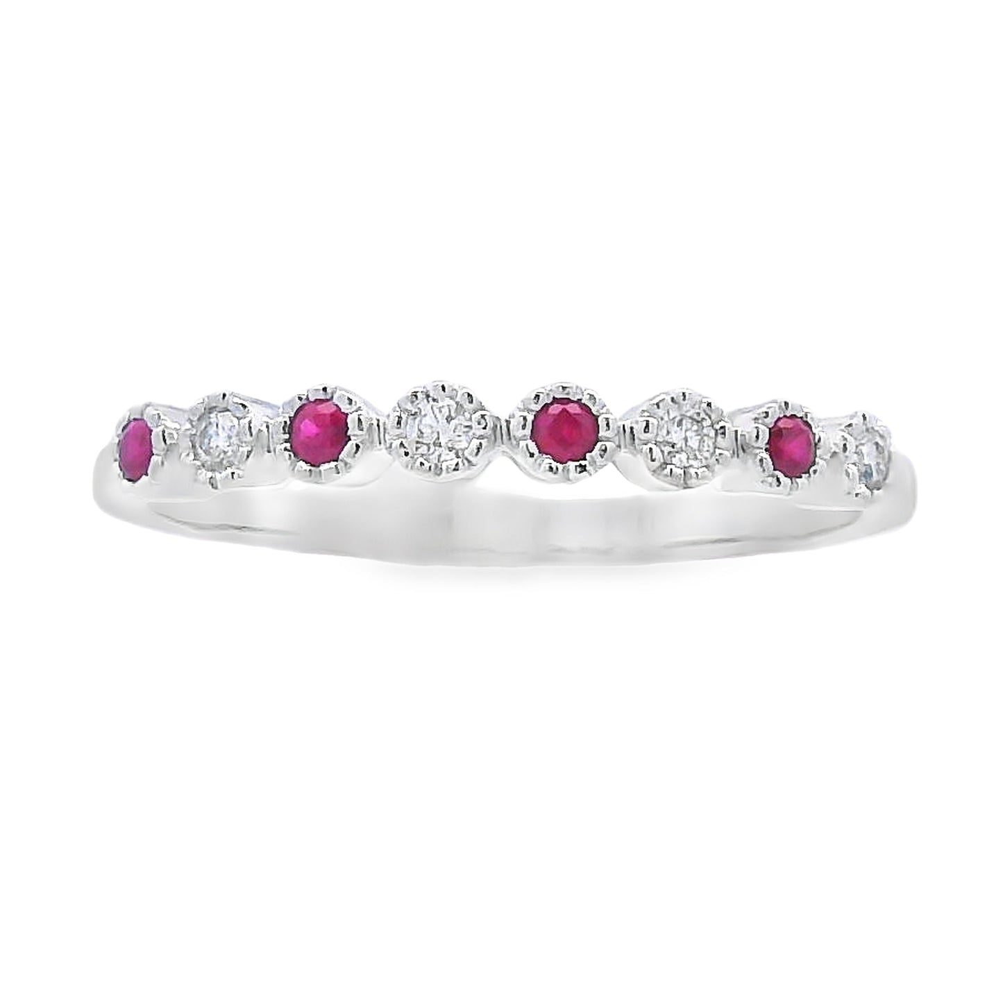 .14ct Ruby Diamond stackable band set 14KT White Gold Bids.com