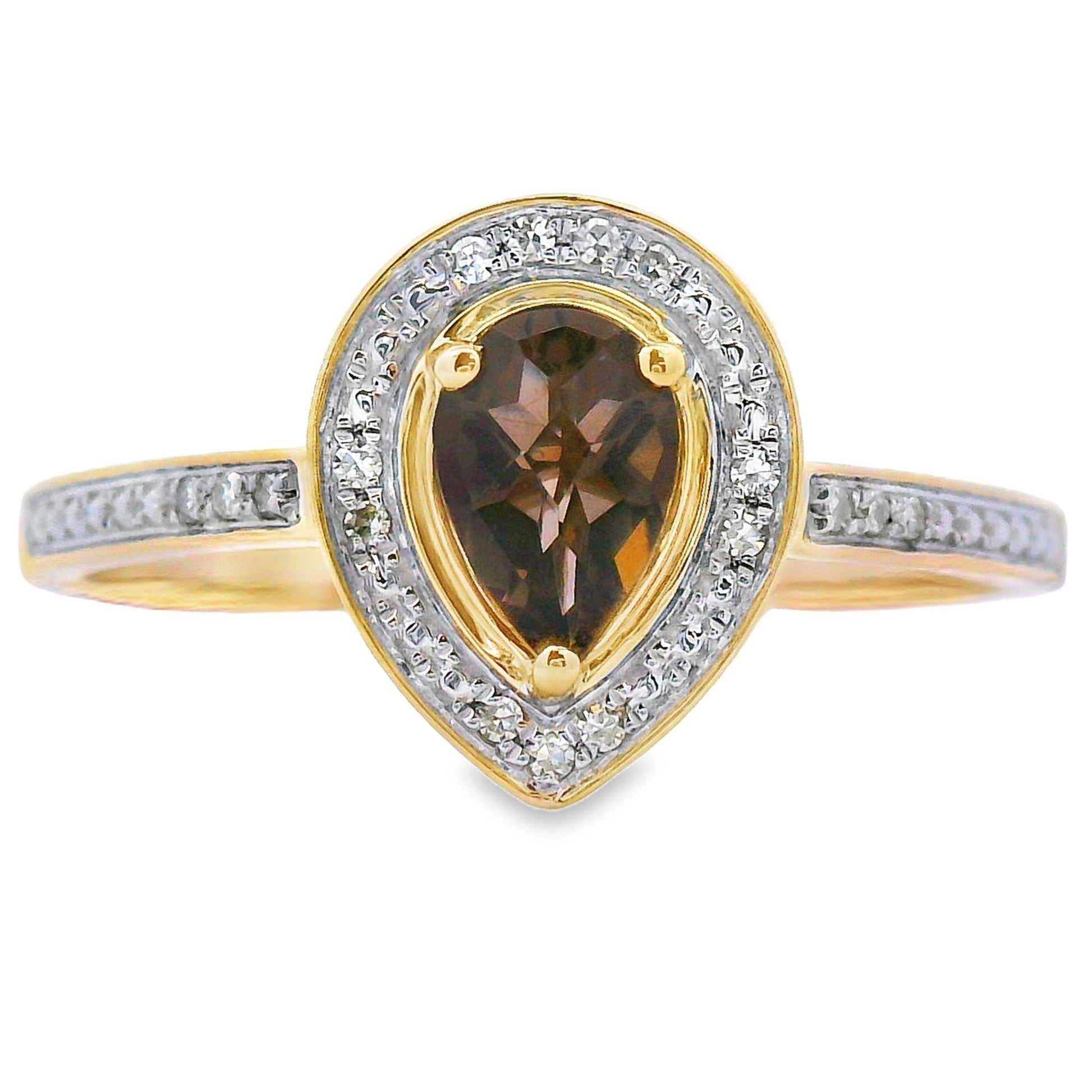 Natural .46ct Quartz Diamond Ring 10KT Yellow Gold Bids.com