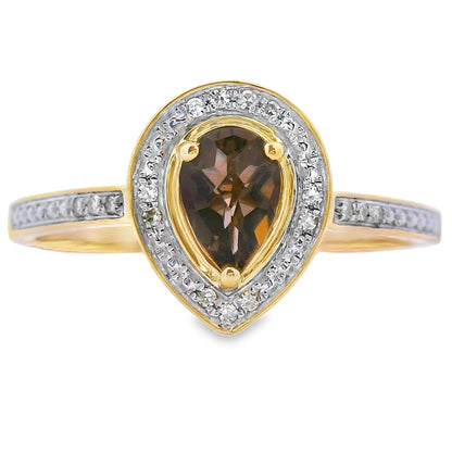 Natural .46ct Quartz Diamond Ring 10KT Yellow Gold Bids.com