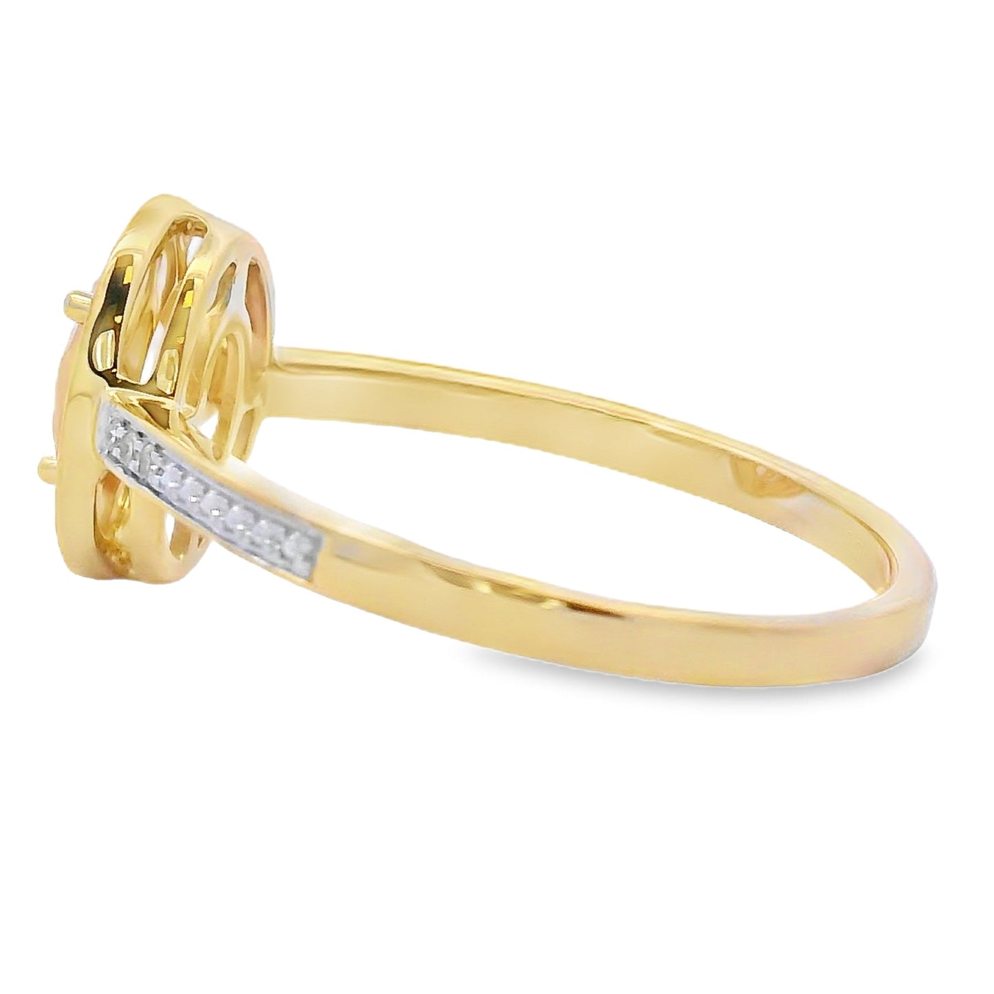 Genuine .53ct Rose Quartz Diamond Ring 10KT Yellow Gold Bids.com