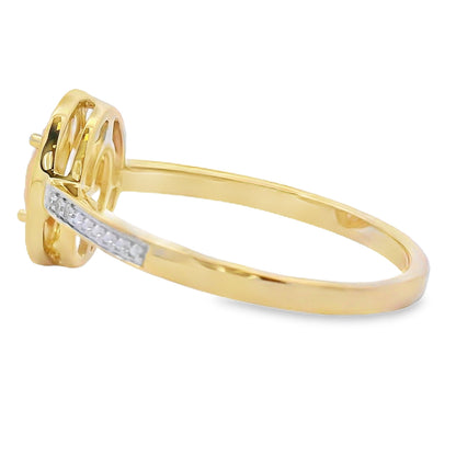 Genuine .53ct Rose Quartz Diamond Ring 10KT Yellow Gold Bids.com
