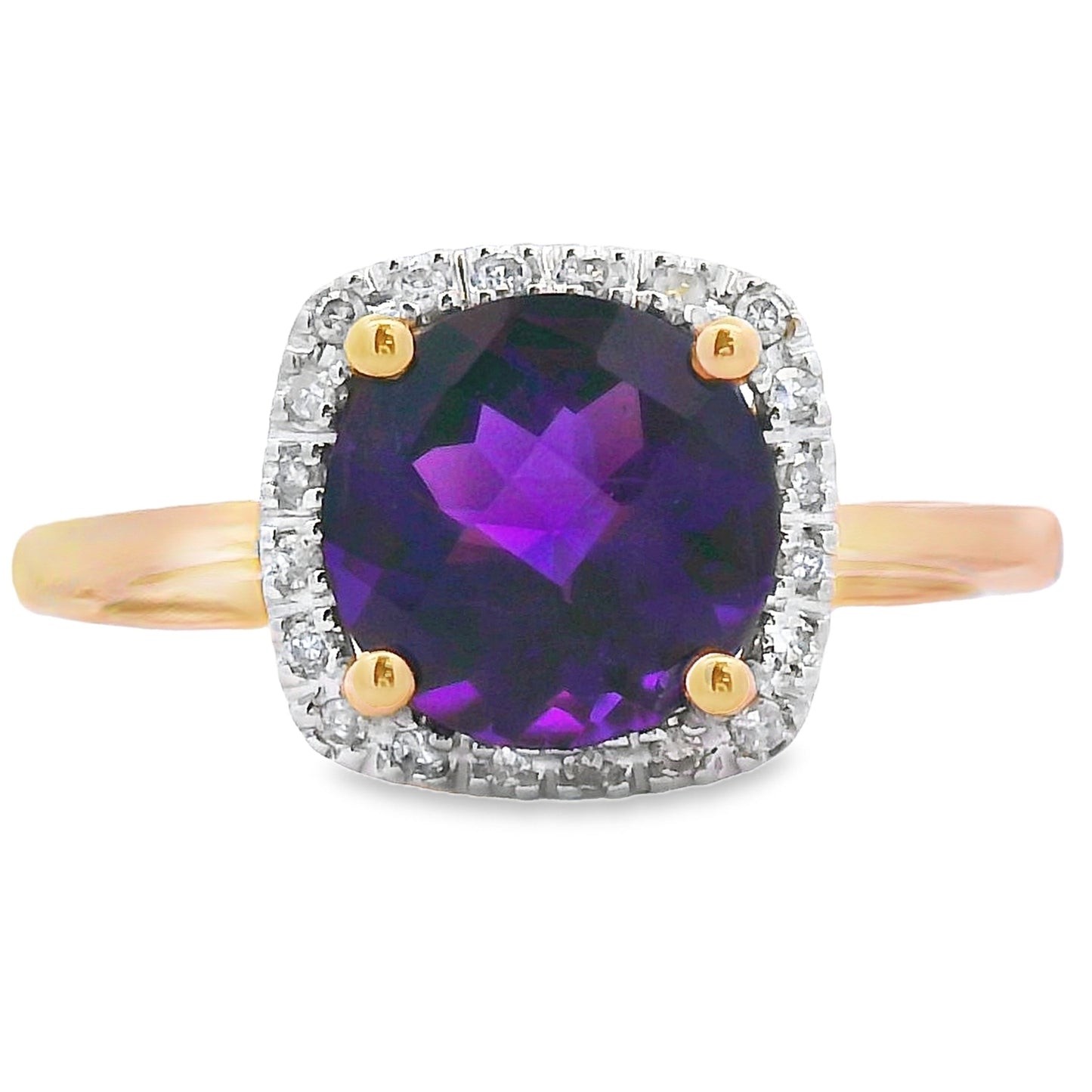 Genuine 1.34ct Amethyst Diamond Ring 10KT Yellow Gold Bids.com