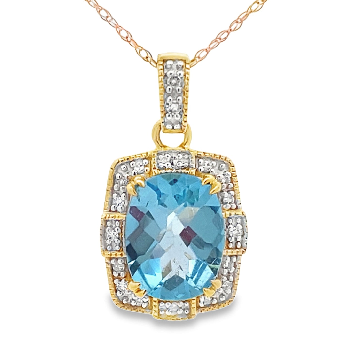 Blue Topaz Diamond Fashion Pendants 10KT Yellow Gold Bids.com