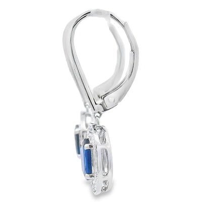 1.28ct Sapphire Diamond Dangle Earrings 10KT White Gold Bids.com