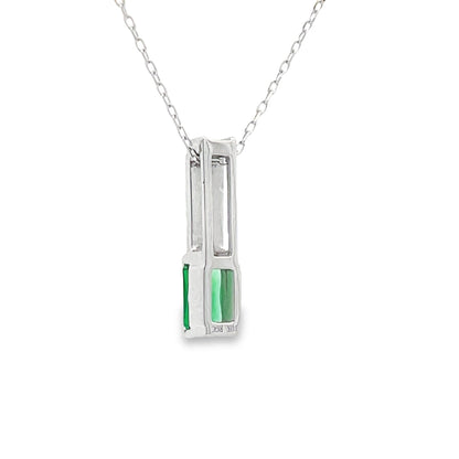 .06ct Created Emerald Fashion Pendants 10KT White Gold Bids.com