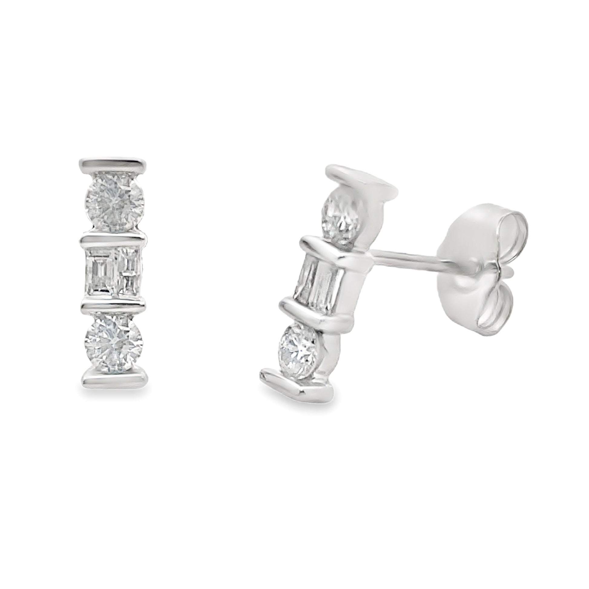 Natural .20ct Diamond Earrings 14KT White Gold Bids.com