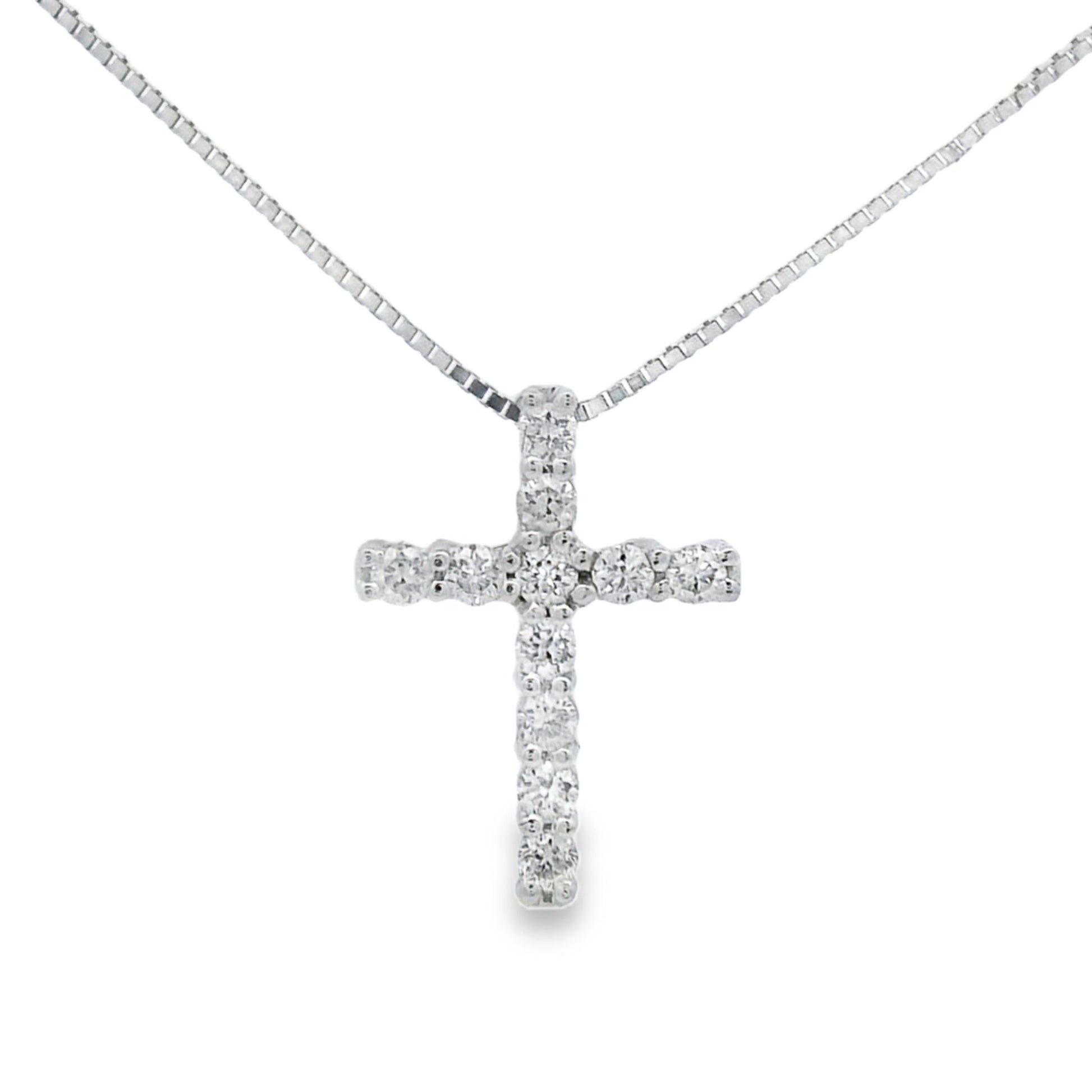 .15ct Diamond Cross Religious Pendant 14KT White Gold Bids.com