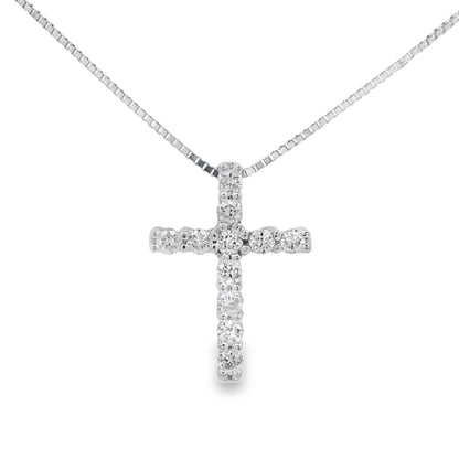 .15ct Diamond Cross Religious Pendant 14KT White Gold Bids.com