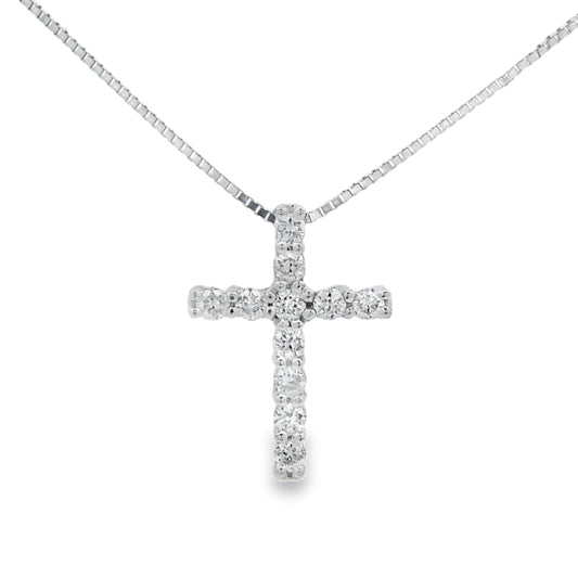 .15ct Diamond Cross Religious Pendant 14KT White Gold Bids.com