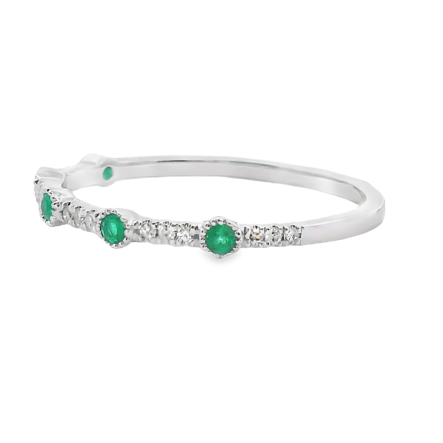 Emerald Diamond stackable band set 14KT White Gold Bids.com