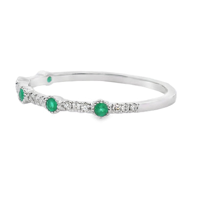 Emerald Diamond stackable band set 14KT White Gold Bids.com