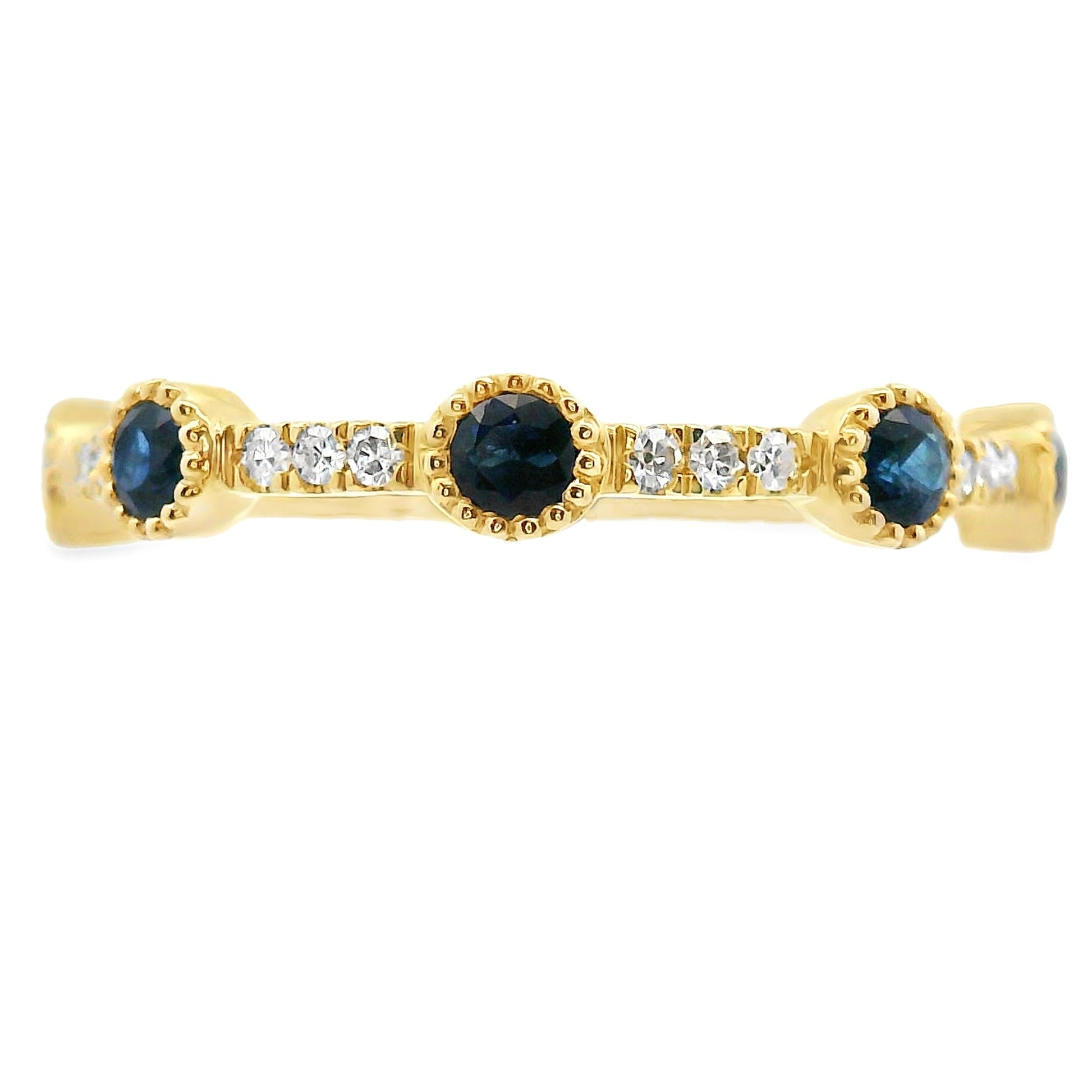 Sapphire Diamond stackable band set 14KT Yellow Gold Bids.com