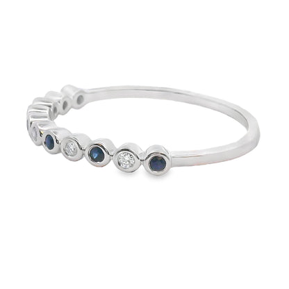 Sapphire Diamond stackable band set 14KT White Gold Bids.com