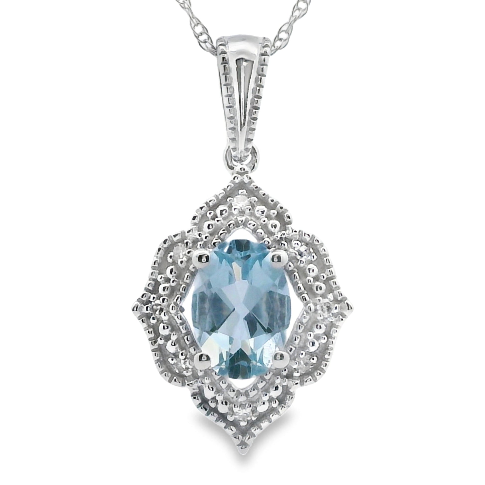 Aquamarine Diamond Fashion Pendants 10KT White Gold Bids.com