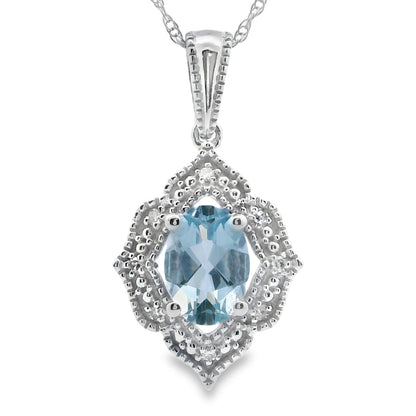 Aquamarine Diamond Fashion Pendants 10KT White Gold Bids.com