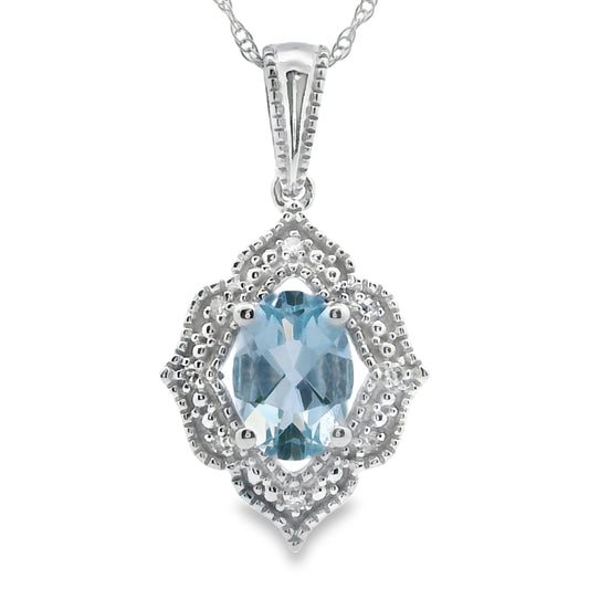 Aquamarine Diamond Fashion Pendants 10KT White Gold Bids.com